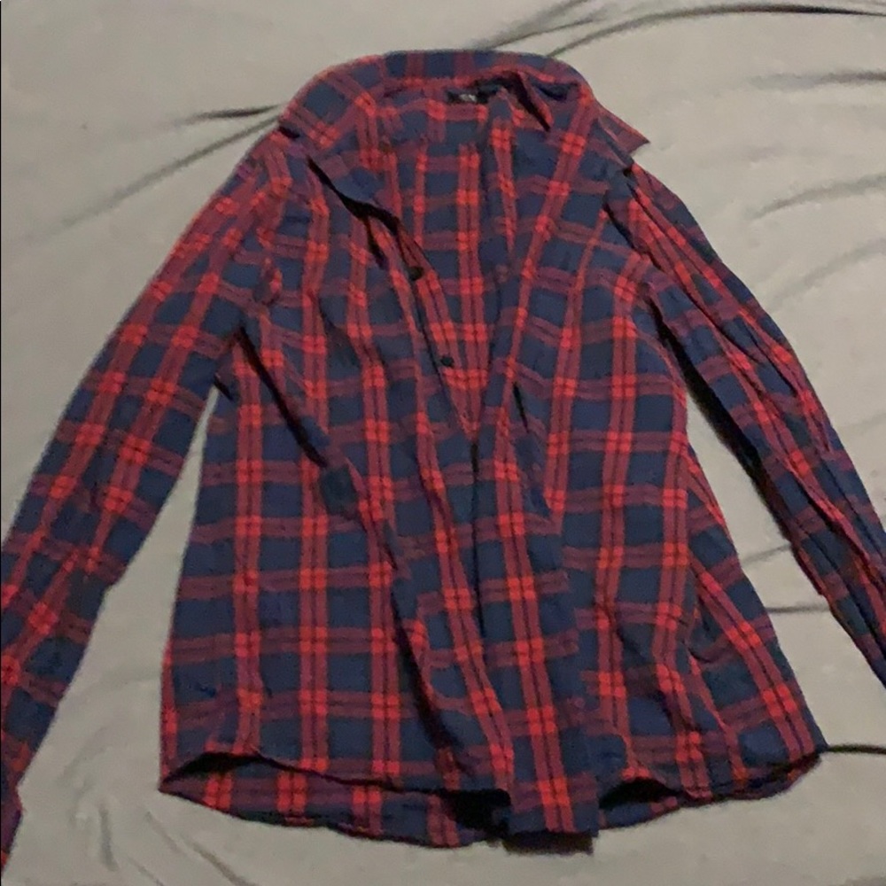 Blue & red medium button up.